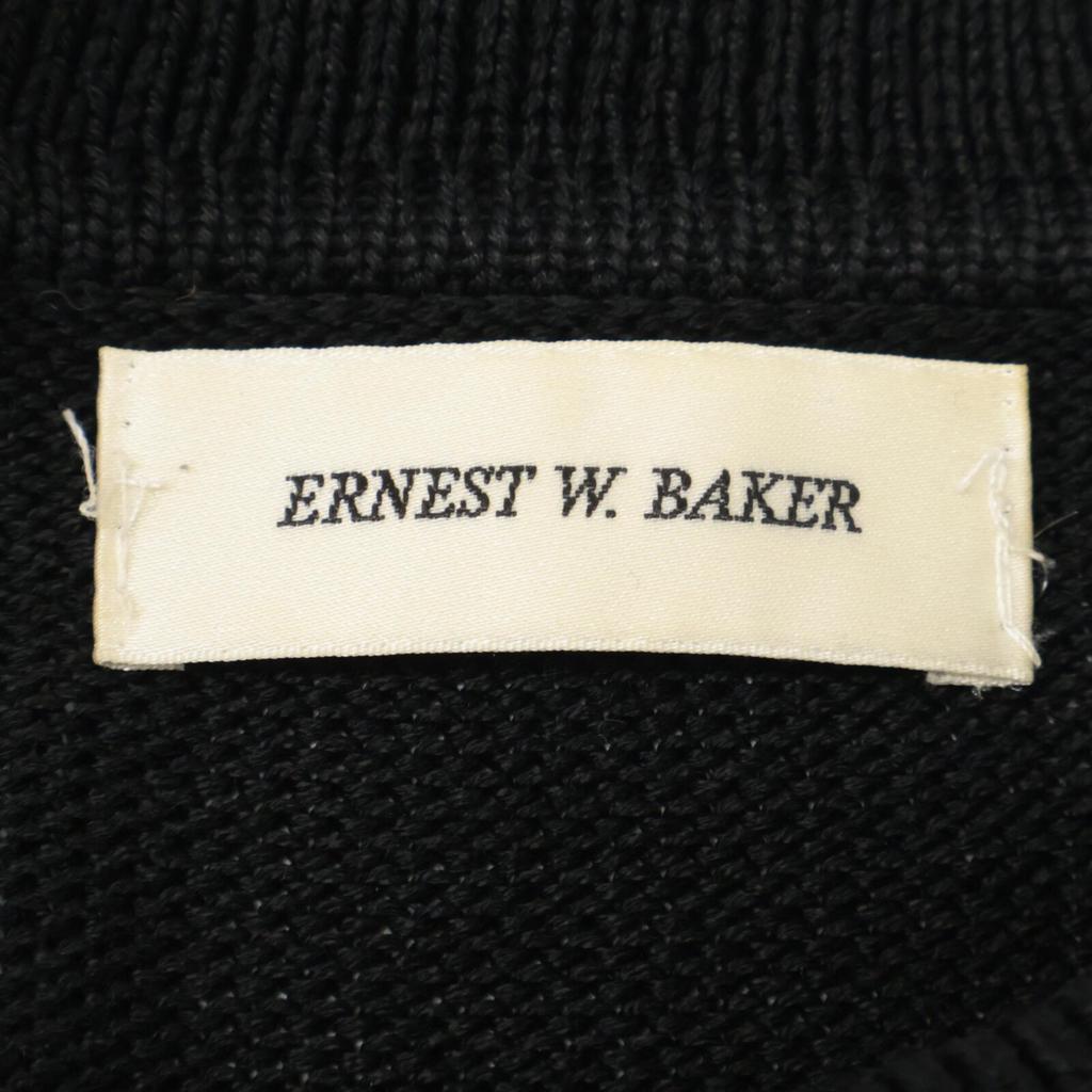 ERNEST W. BAKER Black Zip-Up Knit Polo tops M blackUsed