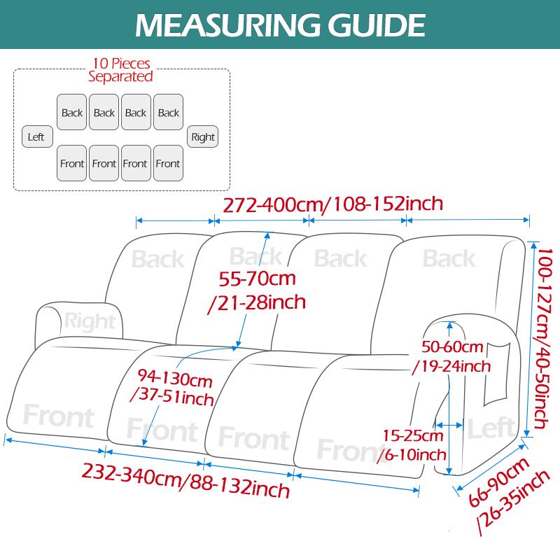 Husă pentru scaun reclinabil din poliester, 2/3/4 locuri, cu buzunar, pentru cameră de zi, pentru fotoliu pentru relaxare, husă pentru canapea reclinabilă