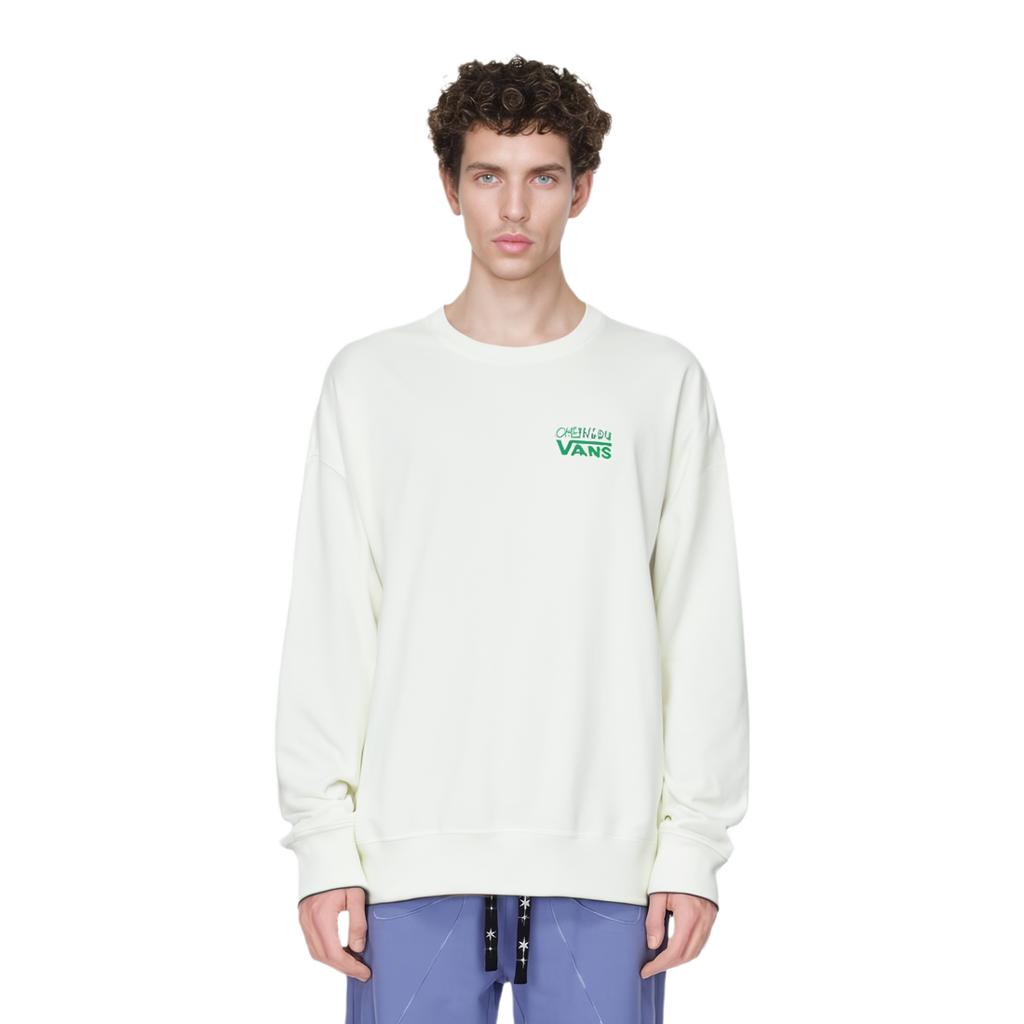 Vans City Series Letter Panda Pattern Printed Crewneck Sweatshirt Unisex Sweatshirt Off-White VN000KQCFS8