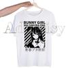 Bunny Girl Senpai Sakurajima Mai Printed T Shirt  Unisex Retro Washed Tops Tees Harajuku Tshirt Streetwear Hip Hop Male T-shirts Shirt