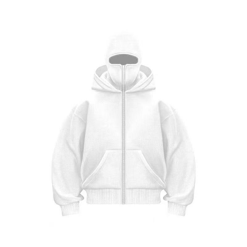 Unisex Kapuzen-Reißverschluss-Sweatshirt Mit Print-Design Oversized Passform Warm Fleecegefüttert Winter