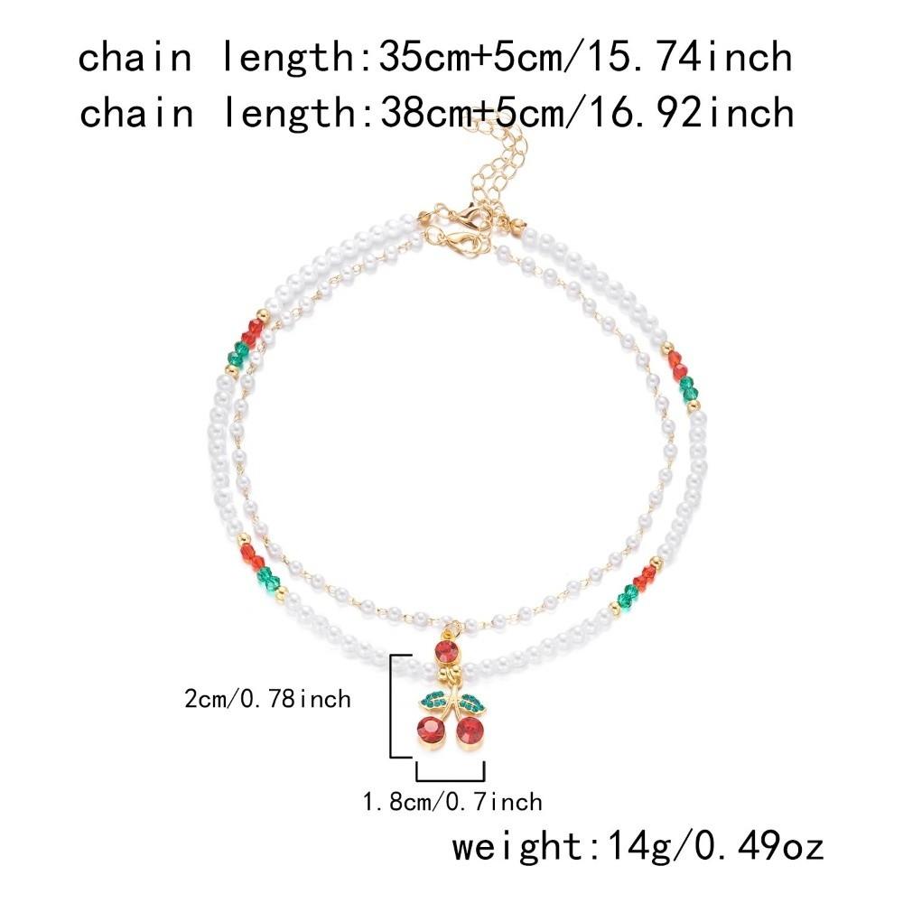 Multi-layer Pearl Beaded Necklace Bow Stacked Clavicle Choker Trendy Strawberry Necklace Women