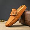 Fashion None Slip Men's Muller Shoes Suede Leather Half Shoes New Handmade Loafer Business Wedding Slippers Formal Casual Male Half Drag