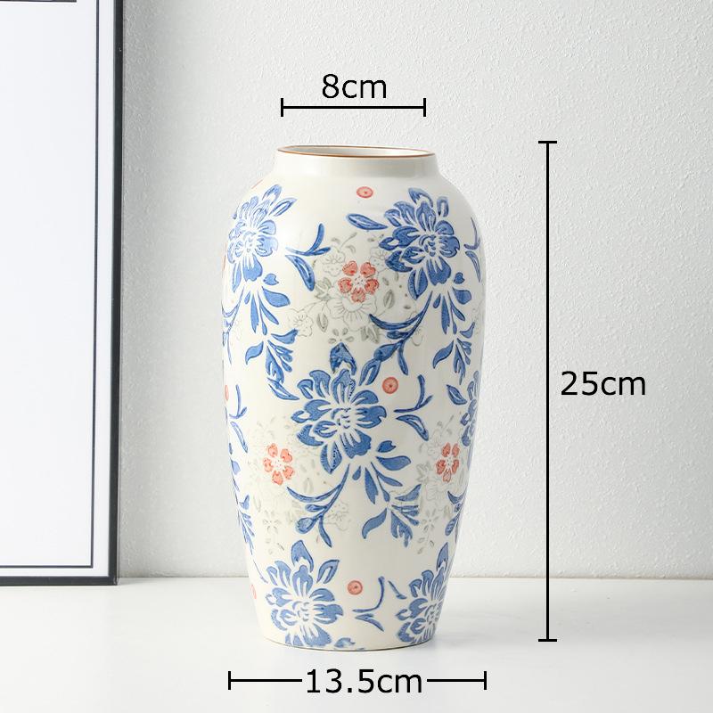 Blue and White Porcelain Vase Elegant Classical Flowers Pot Desk Decoration Flower Arrangement Floral Vases Room Aesthetic Decor