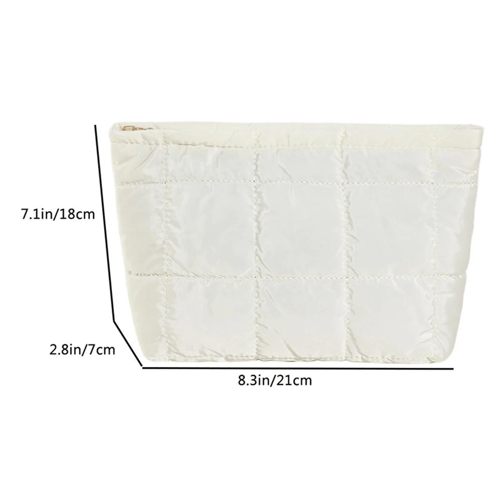Women Cosmetic Bag Padded Quilted Makeup Storage Bag Large Capacity Makeup Organizer Bags Solid Color Travel Cosmetic Bags