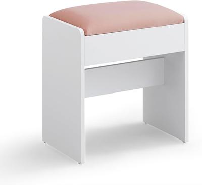 RDS001W01 Dressing Table Stool Padded Velvet Makeup Stool with Non-Slip Foot Pads for Dressing Room, Bedroom, Entryway
