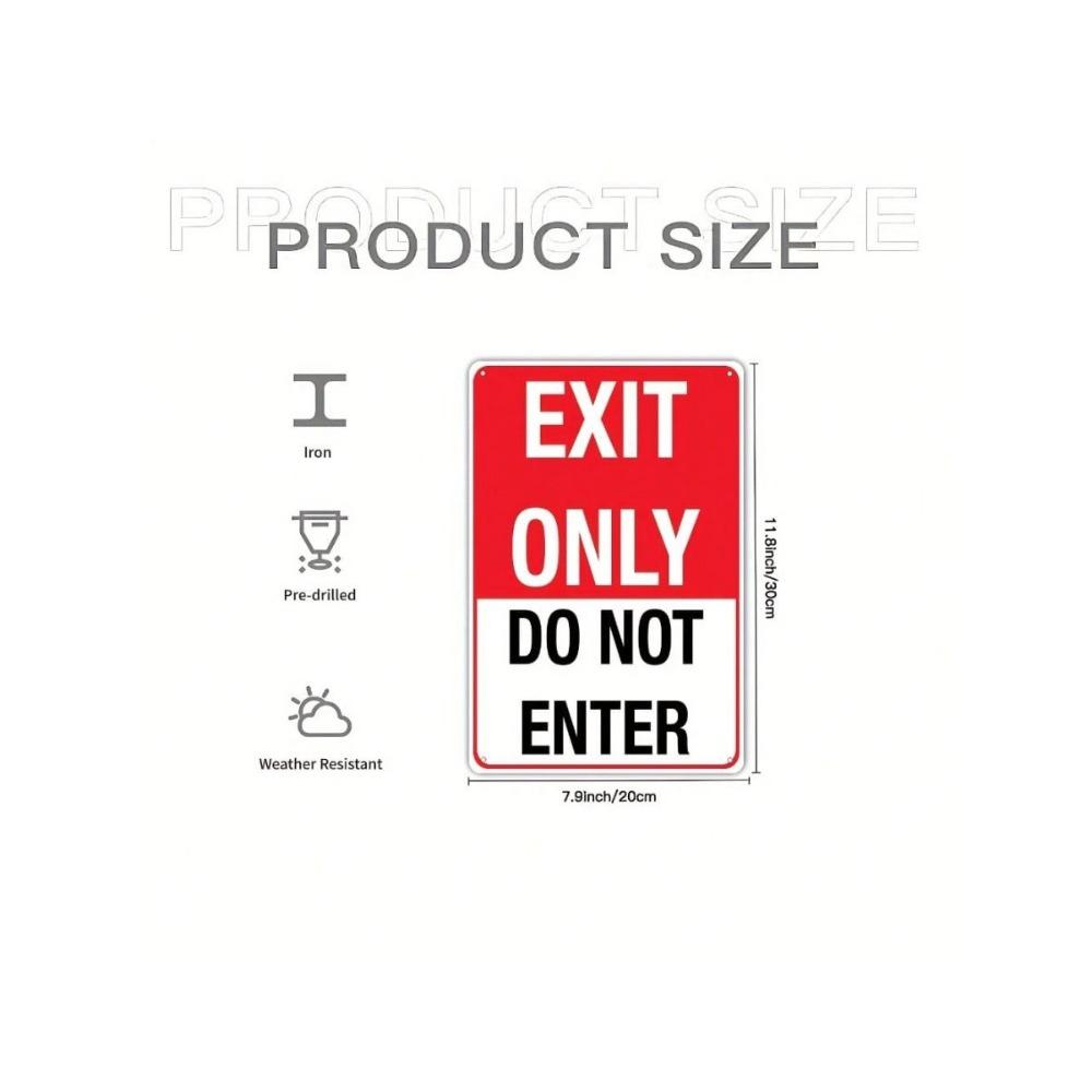 Red White No Exit Warning Metal Wall Sign 8x12 Inch Door Plaque