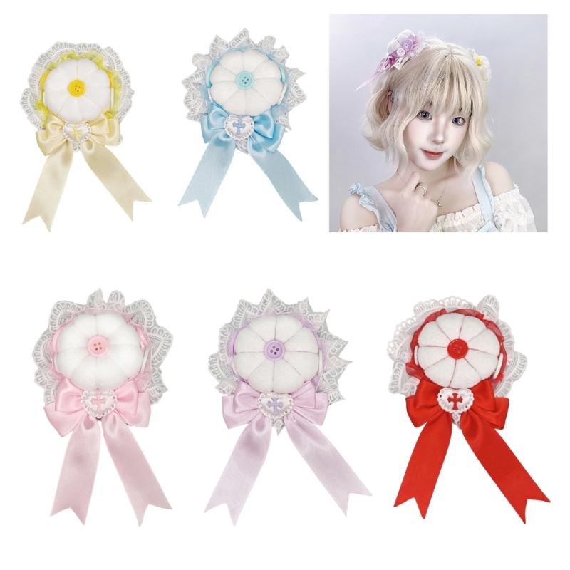 Anime Style Hair Clip Lace Barrettes And Button For Secure Bun Hold In Various Occasion Comfortable Hairpin