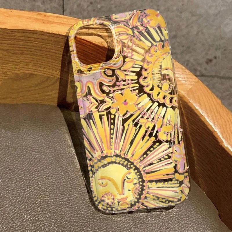 Sunshine & Ocean Print Clear Phone Case For IPhone 16 15 14 13 12 11 Pro XS Max X XR 7 8 Plus Tpu Airbag Anti-Drop Cover Funda