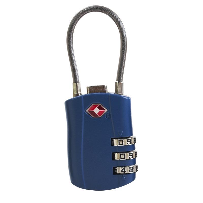 Kombinacyjny zamek celny TSA do walizki/torby podróżnej - Kłódka z linką stalową 02ST