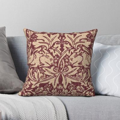 William Morris Brer Rabbit Burgundy Square Pillowcase Polyester Linen Velvet Creative Decor Pillow Case Bed Cushion Cover 18