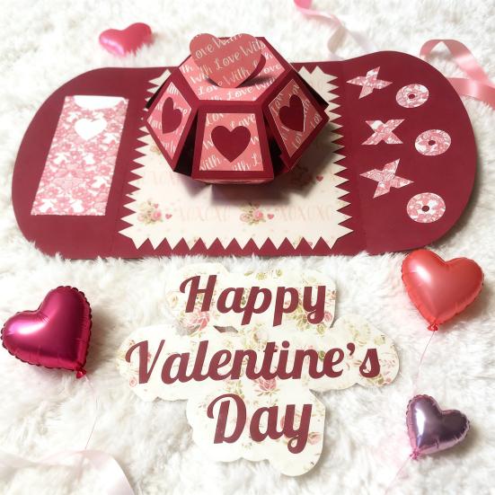 3D Pop-Up Grußkarte Handgemachte Valentinstagskarte Herz Jubiläumskarten für Paare Freunde Romantische Liebesnachrichtenkarten