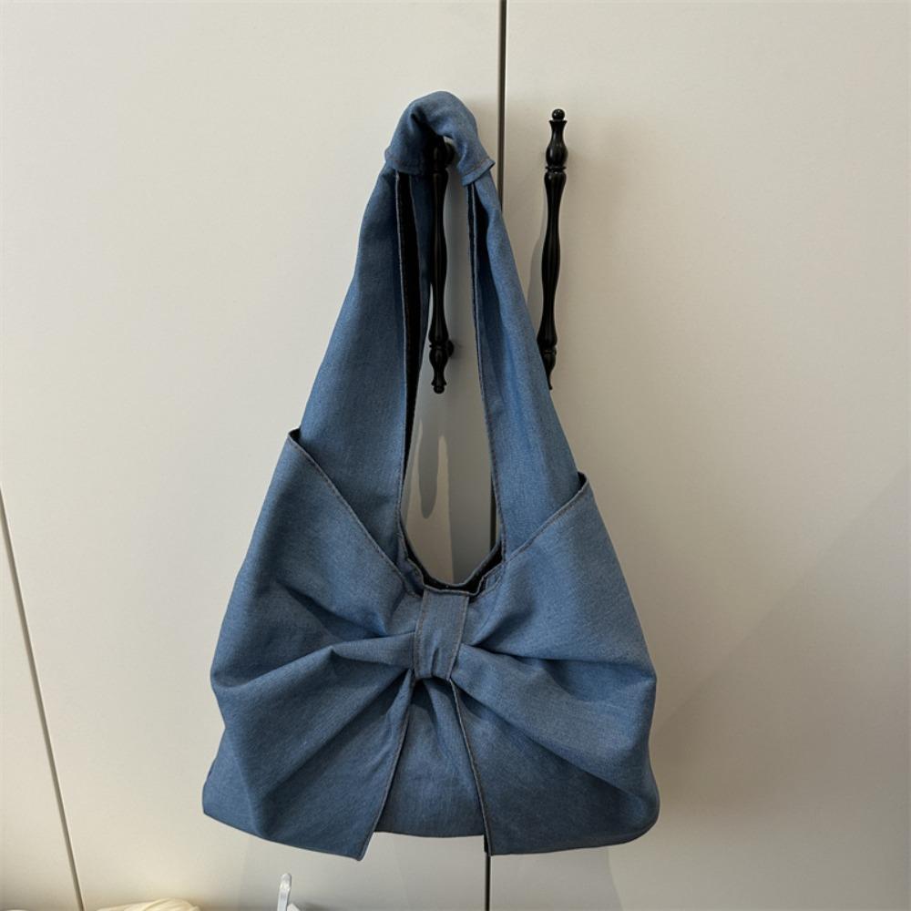 Lightweight Bow Denim Bag Casual Women's Tote Bag Trendy Bow Shoulder Bag  Girls