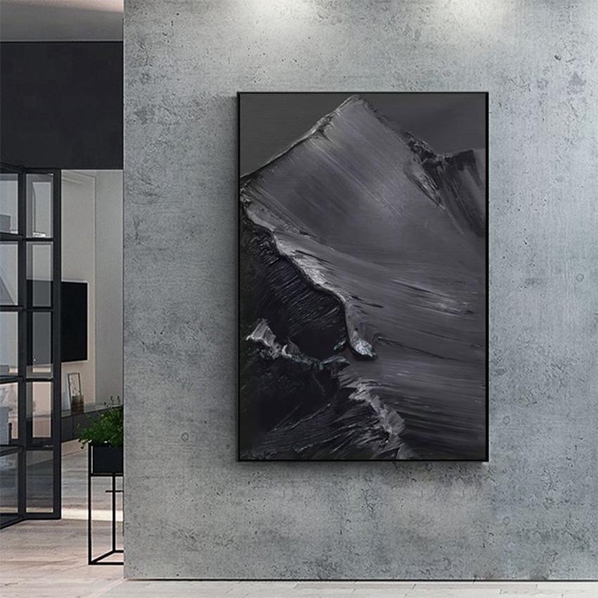 

Черно-белая текстура, минималистичный холст, украшение, постер, расширенная ручная абстрактная картина маслом, настенное искусство, гостиная, спальня 40x50cm No Frame