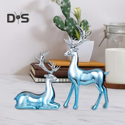 2 Stücke Paar Rentier Figurine Stehend Liegend Hirsch Statue Harz Elch Skulptur Weihnachten Home Büro Bücherregal Desktop Dekoration Ornament