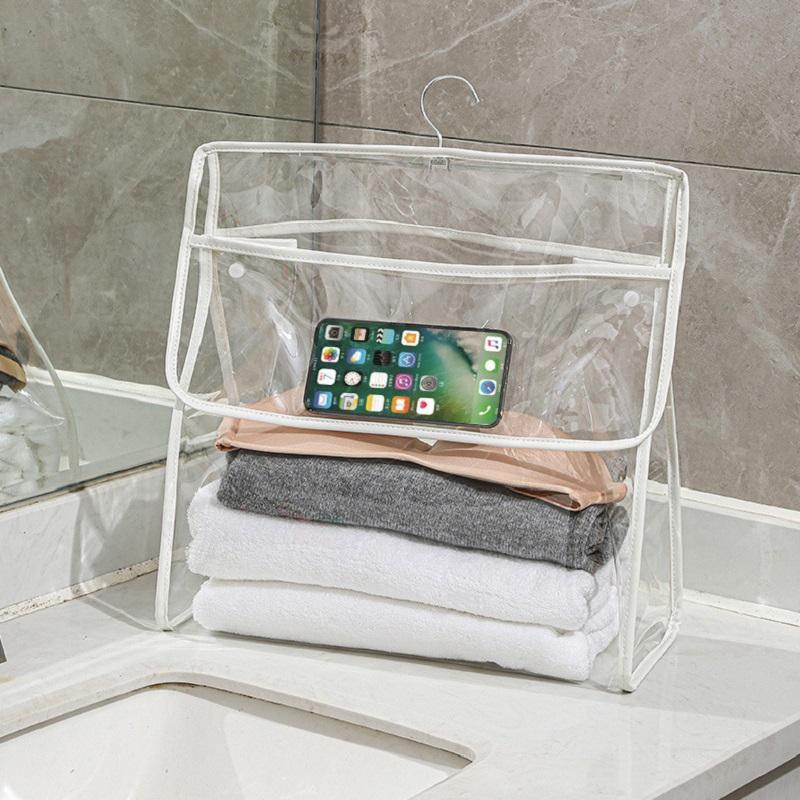 1PC Waterproof Transparent Hanging Bag Storage for Bathroom Student Toy And Clothes Organizer Wall-Mounted Closet Waterproof org