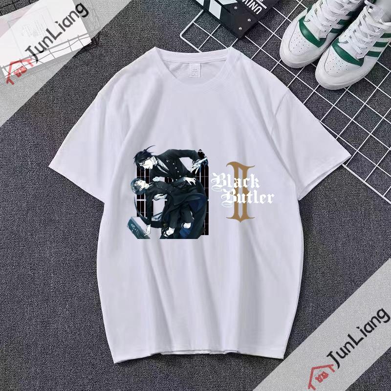 Japanese anime Black Butler cartoon comic mens Tshirt shortsleeved roundneck for streetwear menwomen clothing