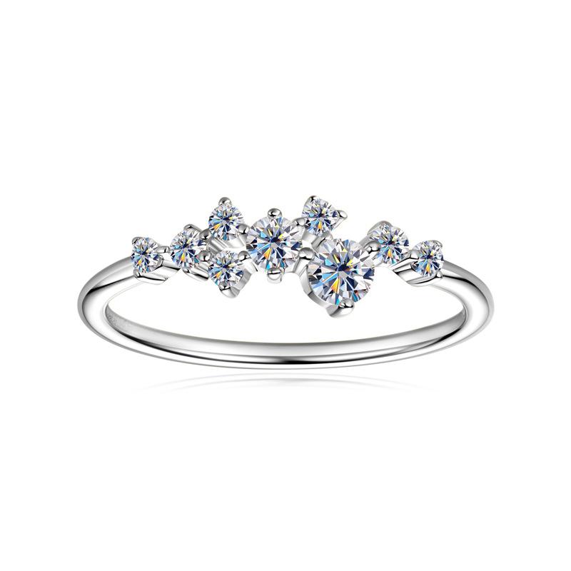 Silvere Glam A Niche Design Moissanite Ring, A Pure Silver Ring For Women's Starry Sky, A Trendy And High-end Accessory