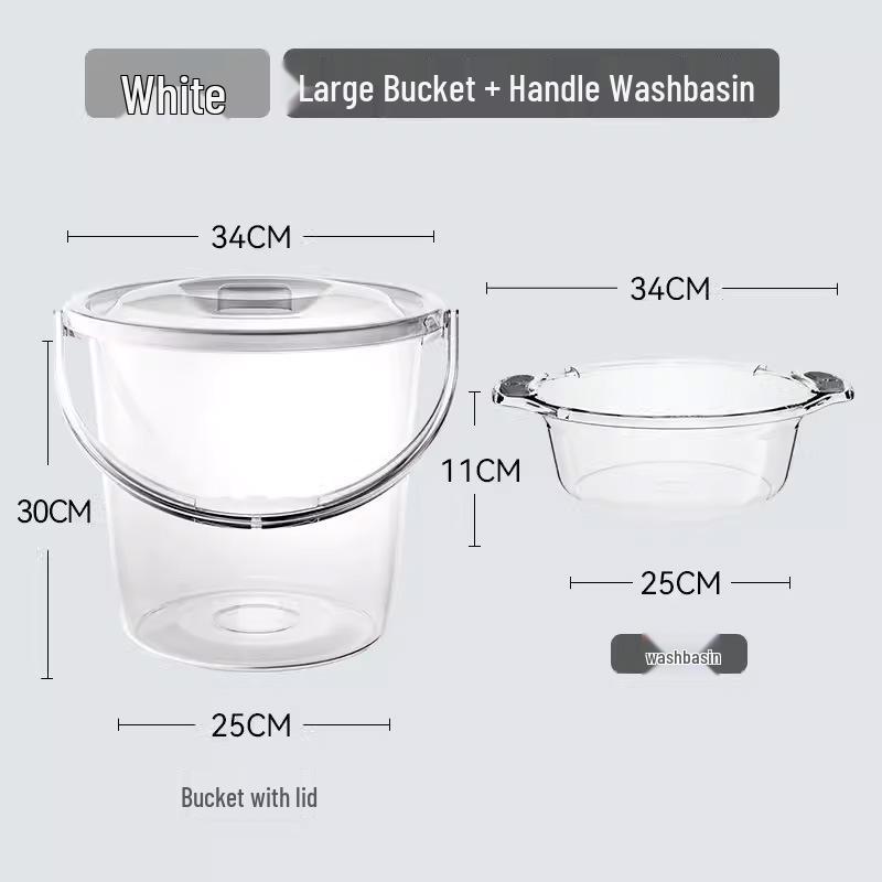 Förtjockad Transparent Plasttunna med Lock: Hushållsvattenförvaring, Tvätt- och Studentrums-användning