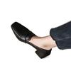 Damen Loafer mit Blockabsatz, Retro, eckige Zehenpartie - Echtes Leder, Ausverkauf, Frühling/Herbst 2025
