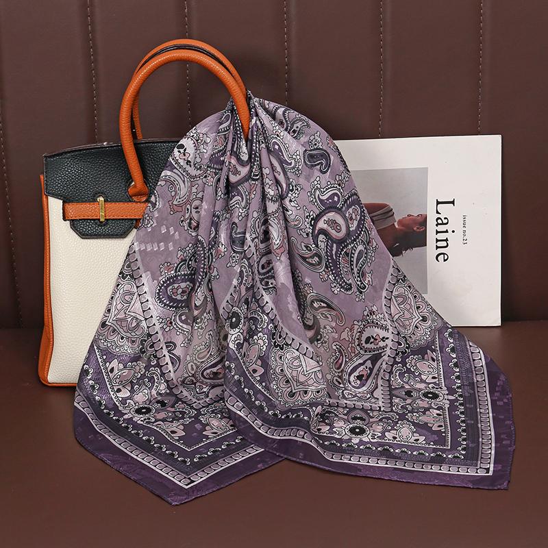 

POBING Платки из твила 18 мм с принтом «Седло» Женский шарф класса люкс Ленты для сумки Шарф-галстук Головной платок Маленький длинный узкий шарф 86*5 см 70x70cm