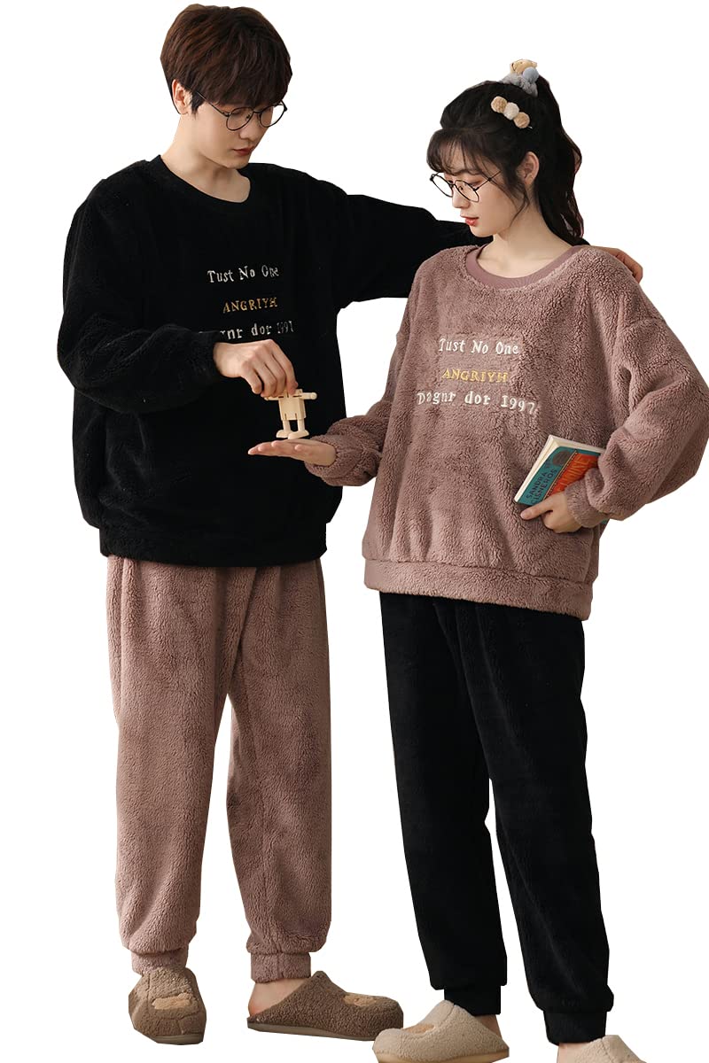 

Пушистая пижама для мужчин и комплект одежды для отдыха с длинным рукавом для парной носки, толстая, для Рождества, YY1077 D.IIZOO Женская, Осень/Зима, Парная одежда,