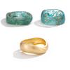 Ingemark 3 Style Boho Y2K Glossy Resin Wide Bracelets for Women Punk Smooth Curved Spring Opening Metal Bangles 2025 New Jewelry
