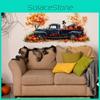 Skeleton Halloween Motorcar Pumpkin Wall Decal For Kitchen And Decor Entryway