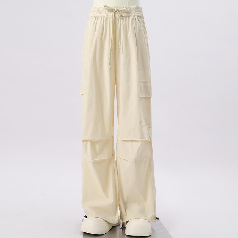 Work Pants for Women New Summer Thin High Waist Loose Straight Wide-leg Pants Casual Retro Sports Pants