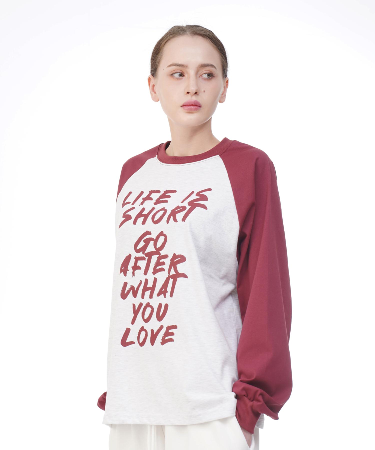 D So H Unisex Lifestyle Raglan T-Shirt Wine/White Melange Free