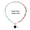 Handmade Beaded Necklace Women's Love Heart Natural Stone Pendant Necklace