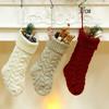 1pc Christmas Knitted Stockings Festival Gift Bag Fireplace Xmas Tree Hanging Ornaments Decor Red White Christmas Sock