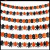 Halloween Banner Decoration Set with Honeycomb Pumpkin Paper Flower Skeleton Bat Spider Flag for Bar Party Room Scene Decor Use