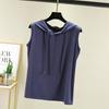 Spring Summer Women's Sleeveless Modal Vest Hooded Sweatshirt - Plus Size Slimming Loose Fit