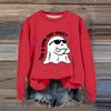 Women's Fashion Casual Long Sleeve Halloween Printed  Neck Sweatshirt