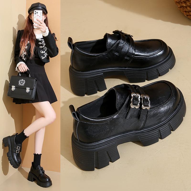 Women's autumn new thick heel platform retro fashion small Mary Jane small leather shoes