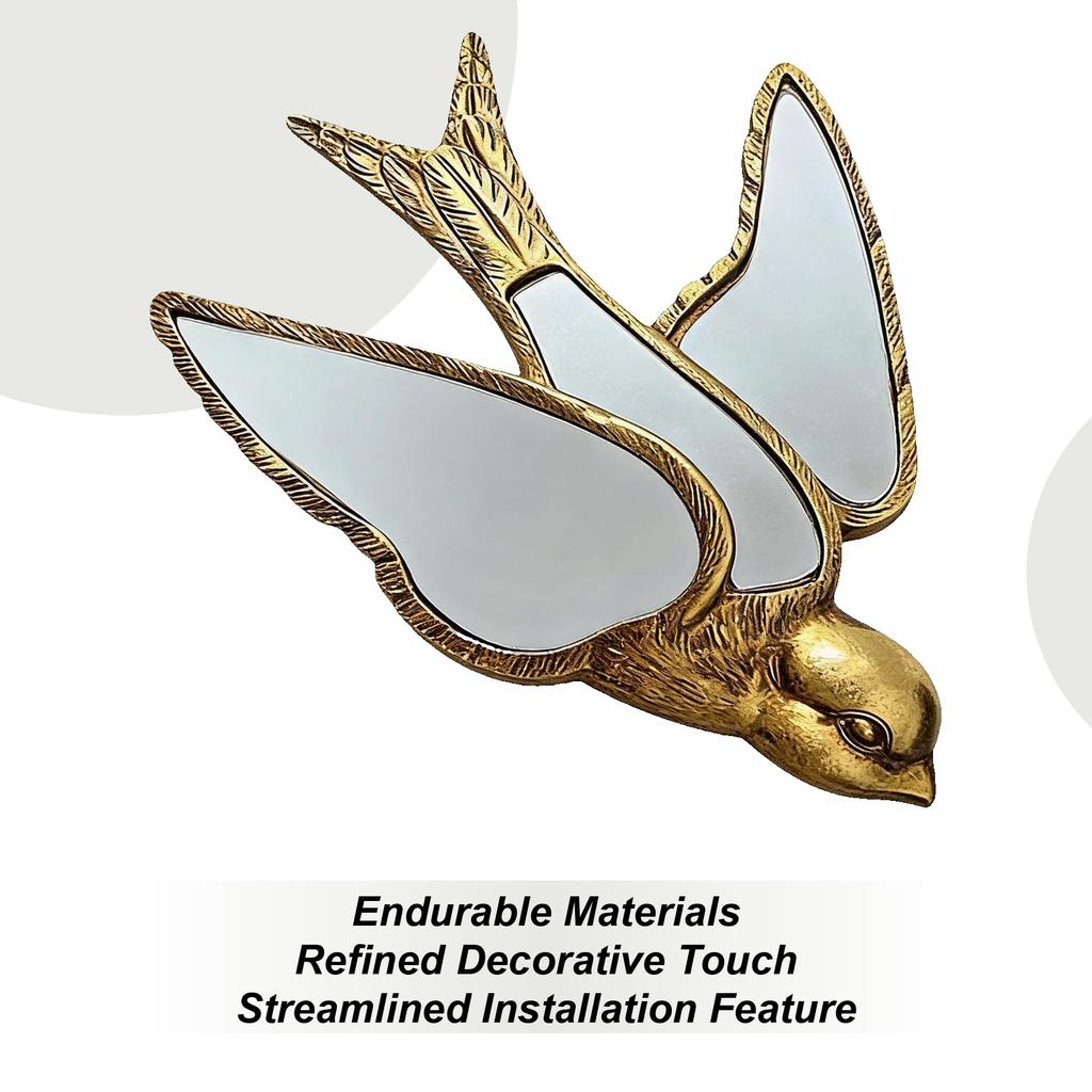Resin Swallow Decorative Mirror Swallow-Shaped Vintage Handmade Ornament Wall Mirrors For Bathroom Bedroom Living Room