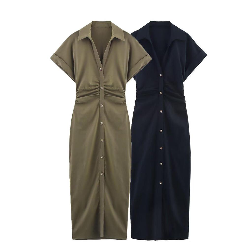 2025 Spring Women's European-American Style Linen Midi Dress