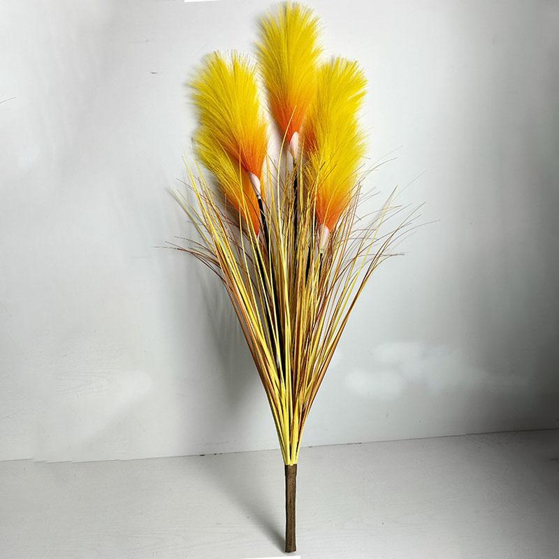 Neuer künstlicher Schilfstrauß Seiden-Zwiebelgras Große künstliche Pflanze Ernte Hochzeitsblume Herbstpflanzen für Heim-, Zimmer-, Partydekoration