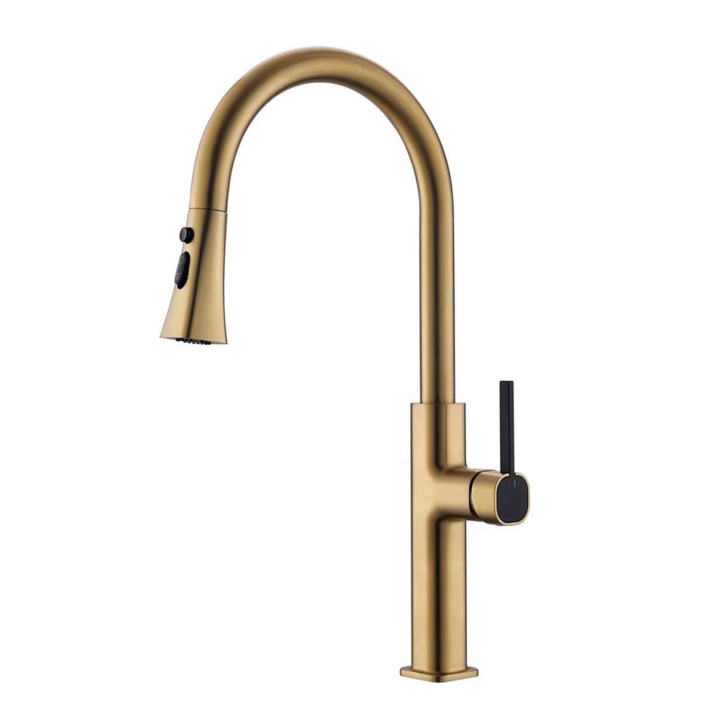 Tuqiu Grey Pull Out Kitchen Faucet Brass Black Sink Faucet Mixer Tap 360 Degree Rotation Torneira Cozinha Mixer Taps Kitchen Tap
