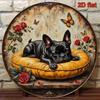 Retro Bulldog Butterfly Metal Wall Sign Vintage Tin Poster Home Decor