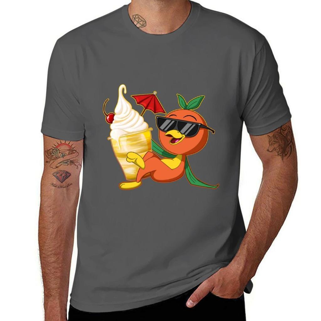 Kleiner oranger Vogel T-Shirt Arbeitskleidung Kurzarm T-Shirt