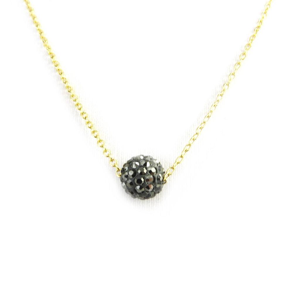Les Trésors De Lily [L9761] - Gray 'Sissi' Gold-Plated Necklace - 8 Mm