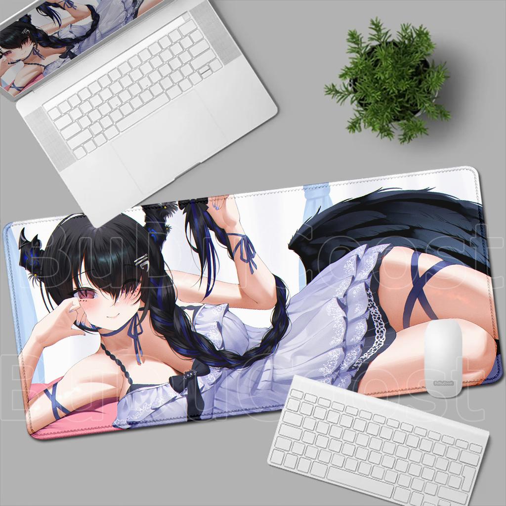 Mousepad Large Hololive Girl Nerissa Ravencroft Computer Game Rubber Locking Edge Keyboard Mat 900x400mm Washable Desktop Carpet