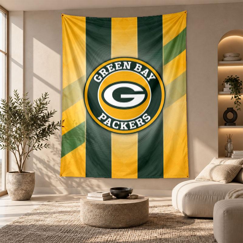 Decorative Tapestry,Green Bay Packers Printed Wall Art, Lightweight Wall Hanging For Bedroom Background