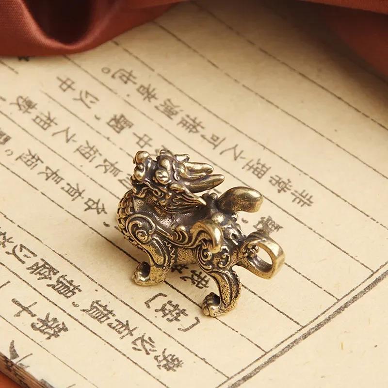 2025 Chinese Style Brass Qilin Dragon Statue Figurine for Wealth Prosperity Luck Fengshui Vintage Ornaments for Home Decoration