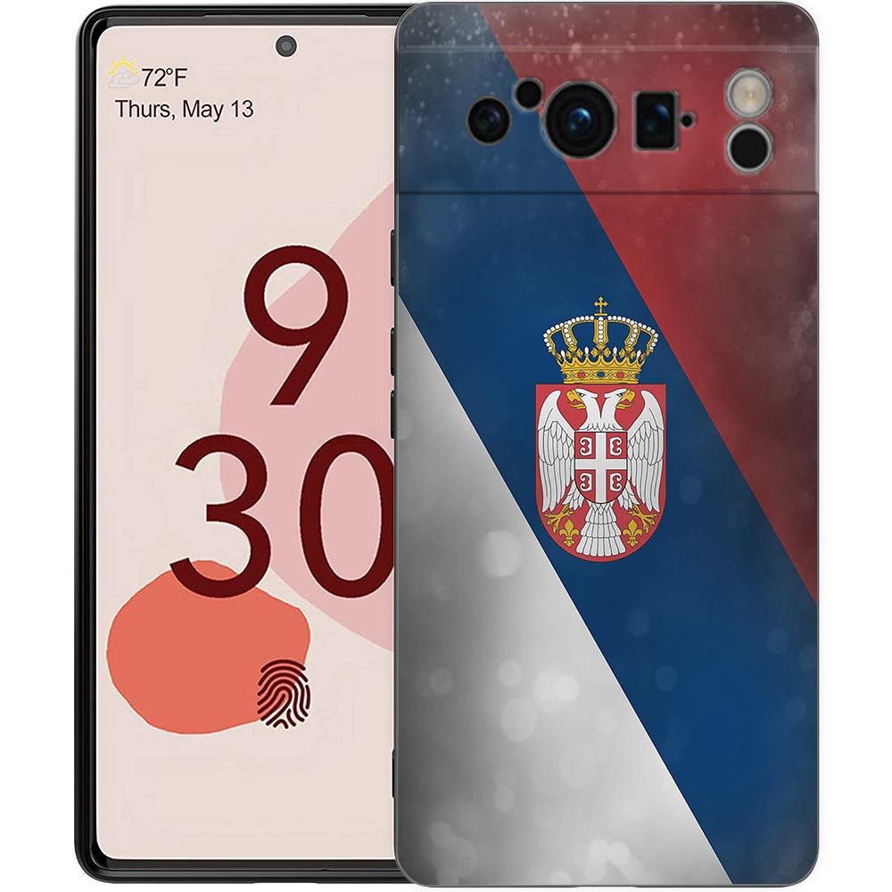 Serbien-Flagge für Google Pixel 8 7 6 Pro 6A 5G, schwarze Handyhülle, weiche, stoßfeste Rückseite, Silikon-TPU-Shell Coque
