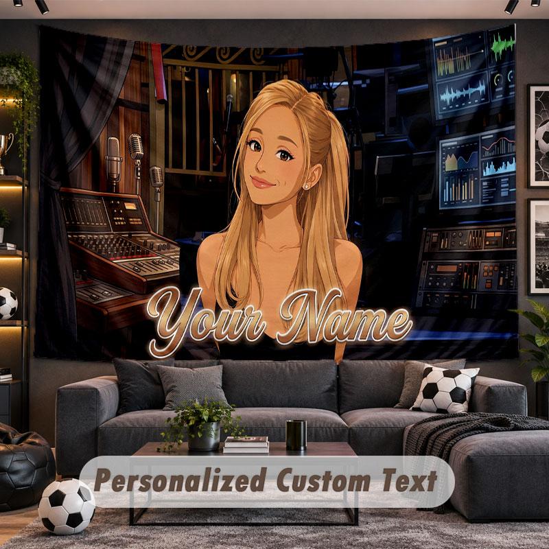 Wandbehang Wandteppich Benutzerdefinierter Name Ariana Grande Muster Personalisiert Bedruckter Stoff Wanddekoration