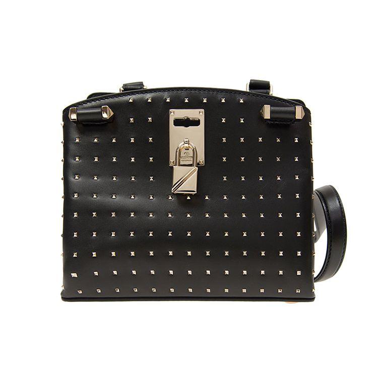 

Valentino Studded Leather Shoulder Tote Bag Women Handbags Black NW0B0A55MSQ-0NO Basic Set (Bag+Dust Bag)