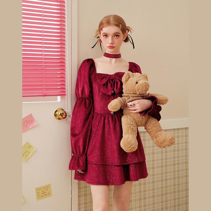 UNIFREE French Velvet Backless A-Line Dress